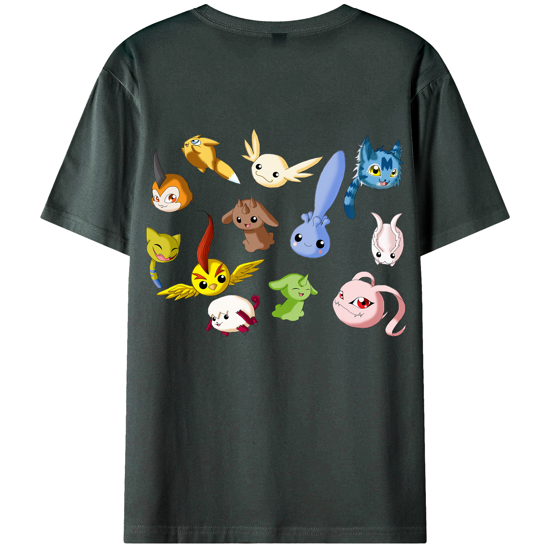 （画像用） Digimon デジタルモンスター/デジモン 綿100％ メンズ半袖Tシャツ（バックプリント） 通気性